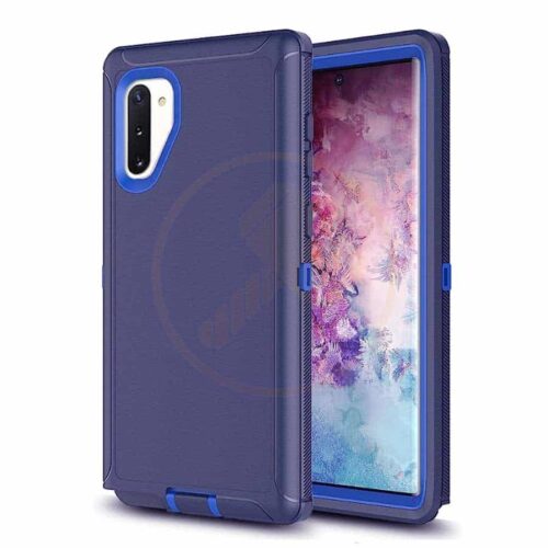 COVER SAMSUNG NOTE 10. ESTILO DEFENDER. LILA/AZUL.